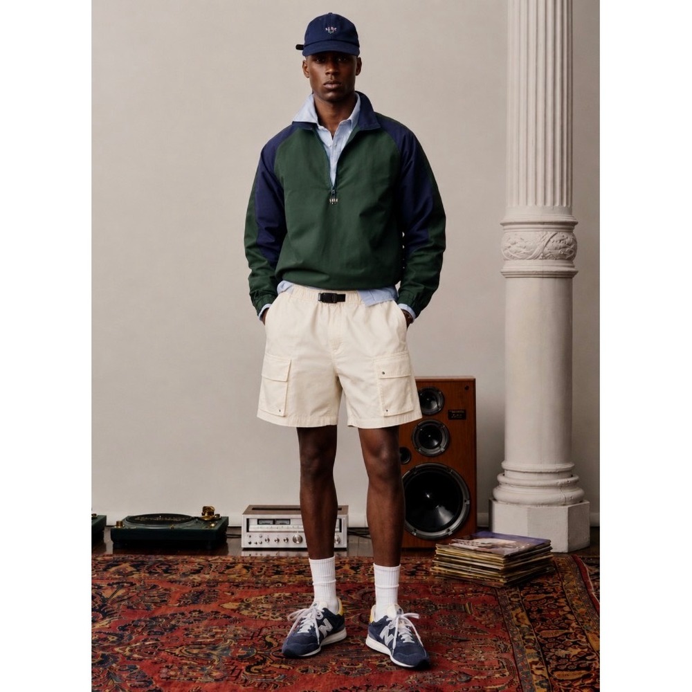 Aime Leon Dore Mens Cream Nylon Ripstop Cargo Shorts Belted Utility Size Large